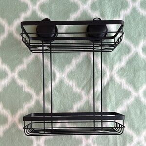 Double Tier Black Metal Organizer with suction cups